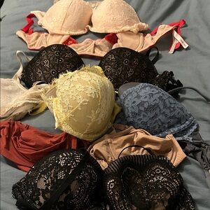 Victoria's Secret Lace Bra Collection - Cream, Red, Black, Yellow, Blue, Tan